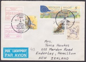 BELGIUM 1990 cover to New Zealand - mixed franking with Framas..............x643