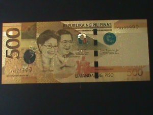 ​PHILIPPINES-2019-24 KARAT GOLD REPLICA $500 PESO BANK NOTE-WITH CERIFICATE VF