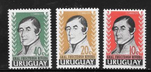 Uruguay Scott 686-88 MNHOG - 1962 General Rivera, 1st President - SCV $1.65