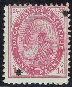 TONGA 1891 KING OVERPRINTED STARS 1D