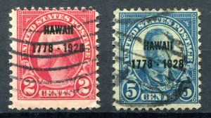 US 1928. Hawaii issue. 2c & 5c. Used. Sc#647-648.