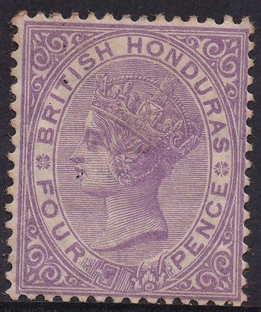 BRITISH HONDURAS 1882 QV 4D WMK CROWN CA