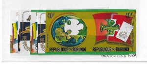 Burundi Sc #460-3, C199-C202 UPU  imperf set of 8 NH VF