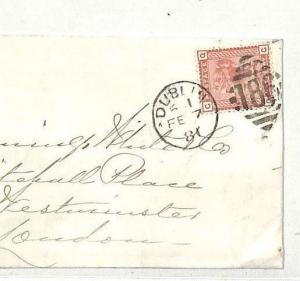 GB Cover IRELAND Usage Penny Venetian Red Whitehall Place Westminster 1881 NN348