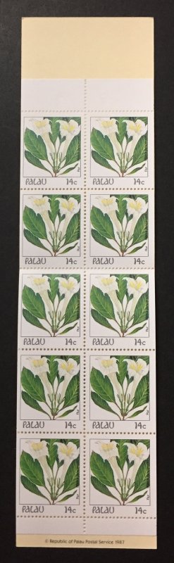 Palau 1987 #130a Booklet, Flowers, MNH.