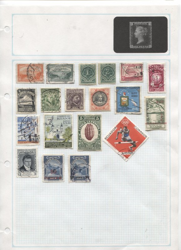 STAMP STATION PERTH Ecuador #Around 80 Stamps on Paper Mostly Used Unchecked