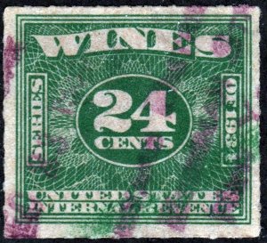 RE100 24¢ Wine Revenue Stamp (1934) Used