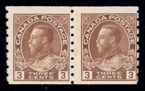 Canada Scott 129 Coil Pair Paste Up Mint NH OG Paste Up Lot AB6026 bhmstamps