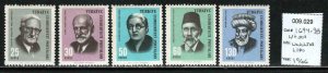 Turkey #1694-98 ~ Cplt Set of 5 ~ Portaits ~ Unused, LHM ~ (1966)