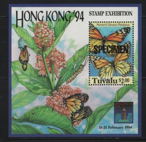 TUVALU, 657, MNH, 1994, BUTTERFLIES, SPECIMEN, SOUVENIR SHEET