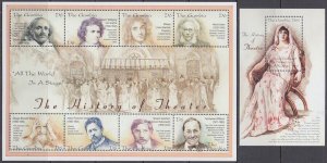 GAMBIA Sc# 2390-1 MNH SHEET of 8 and S/S OF FAMOUS PLAYWRIGHTS and ACTORS