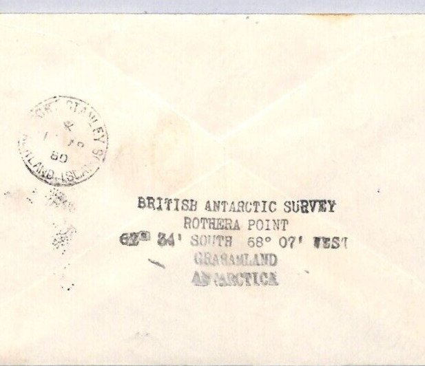 BRITISH ANTARCTIC TERRITORY Cover 1980 *ROTHERA POINT* SURVEY Cachet POLAR ZT129