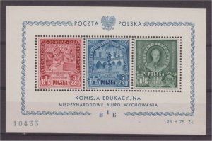 POLAND, BIE SOUVENIR SHEET 1946, F/VF MNH
