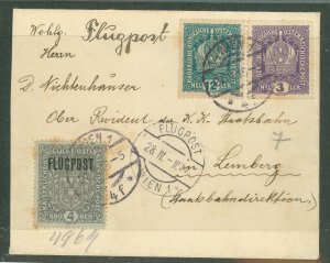 Austria C12 Military air post cover. Lemberg backstamp