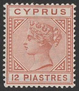 CYPRUS 1892 QV 12Pi orange-brown, Die II, wmk crown CA.