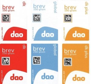 Denmark 2026 Definitives First set of DAO post service Set of 6 stamps MNH