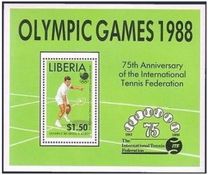 Liberia 1096, MNH. Michel 1429 Bl.119. Olympics Seoul-1988. Tennis.