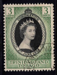 Trinidad  & Tobago Scott 84 Used QE2 Coronation stamp,  typical cancels