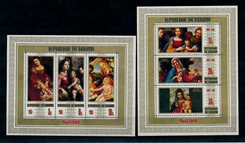 [99184] Burundi 1969 Christmas Paintings Madonna with Child 2 Sheets MNH