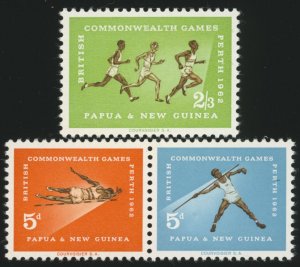 PAPUA NEW GUINEA Sc 171-73 VF/MNH - 1962 Commonwealth Games - Complete Set