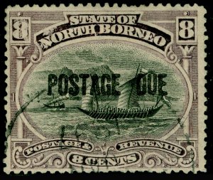 NORTH BORNEO SG D7, 8c Black & Dull Purple Postage Due, FINE USED. Cat £50.