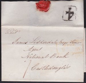 GB SCOTLAND 1843 folded entire with boxed 4 of Dalry to Castle Douglas.....B2074