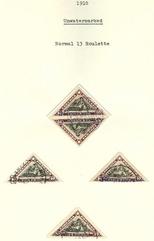 LIBERIA - Balance of Collector's study of the 1910-12 surcharged triangle issues