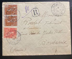 1906 Tonkin Vietnam Indochina Cochina Cover To Bordeaux France