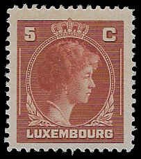 Luxembourg #218 Unused VLH; 5c Grand Duchess Charlotte (1944) (2)