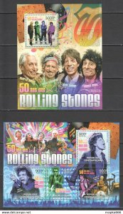 2012 Central Africa Famous People Music Rolling Stones Bl+Kb ** Ca806