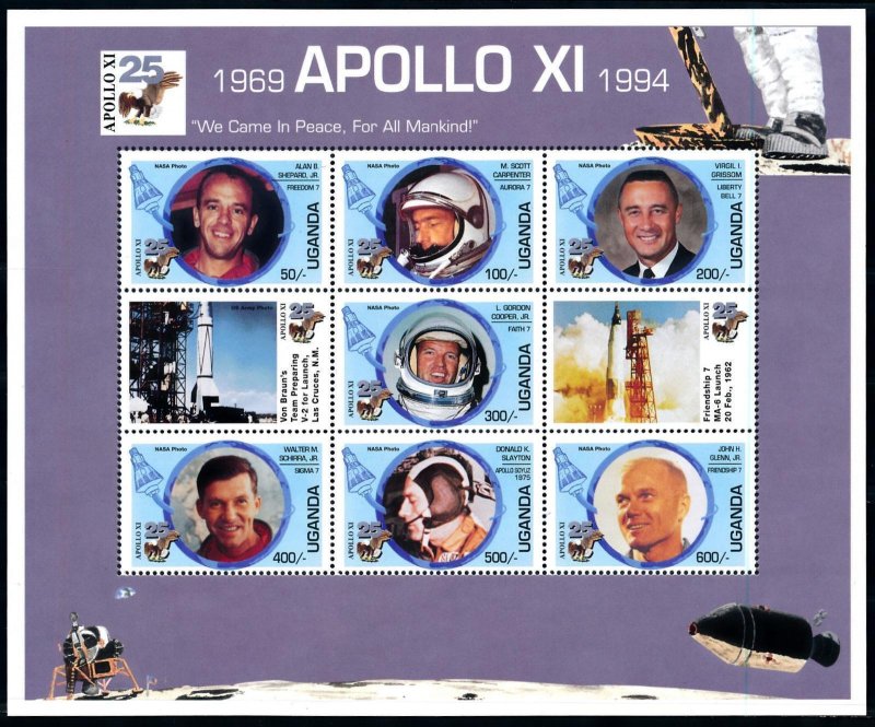 [78635] Uganda 1994 Space travel weltraum Apollo XI Astronauts Sheet MNH