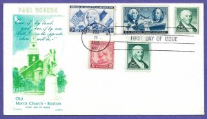 1059A, PAUL REVERE 25c COIL COMBO, 1965 U/A CHICKERING/JACKSON FIRST DAY COVER.