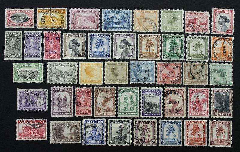 Stamps Early  Belgium Congo Collection of 43 MVLH & Used Some With Great CDS