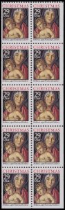 US 2710a Christmas Madonna & Child 29c pane 10  MNH 1992