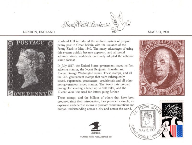 US #2421 on SC130 Souvenir Card, Stamp World London 90   ...   7500850