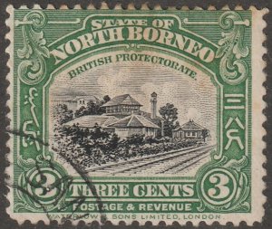 North Borneo, stamp, Scott#139,  used,  hinged,  three cents,