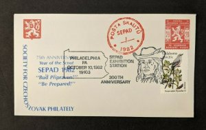 1982 Boy Scouts Sepad Exhibition Cover Philadelphia PA Posta Skautu Cancel