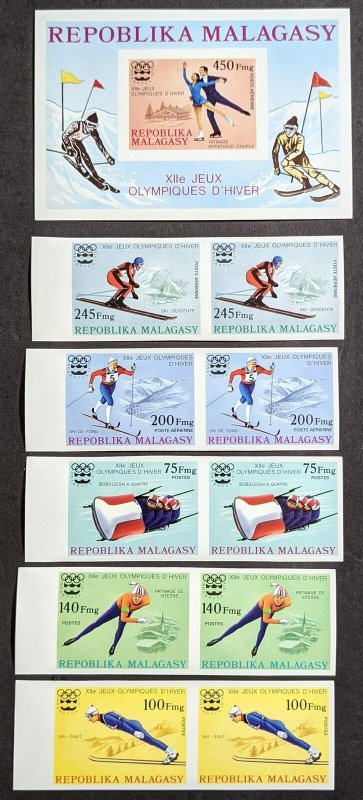 EDW1949SELL : MALAGASY 1976 Sc #538-40, C149-51 Olympics Scarce set Imperf pairs