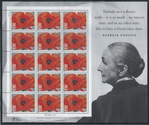 US #3069 Mint Sheet, Georgia O'Keeffe, M-NH*-