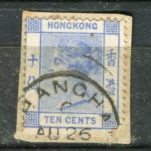 HONG KONG; Early 1900s classic QV Treaty Port cancel small used Piece