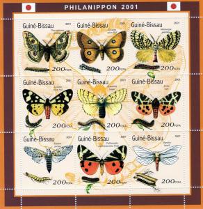 Guinea-Bissau 2001 Butterflies/Philanippon Shlt(9) Mi.1490/8