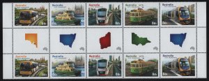 Australia 2012 MNH Sc 3656b 60c Bus, ferry, trains State Capital transportati...