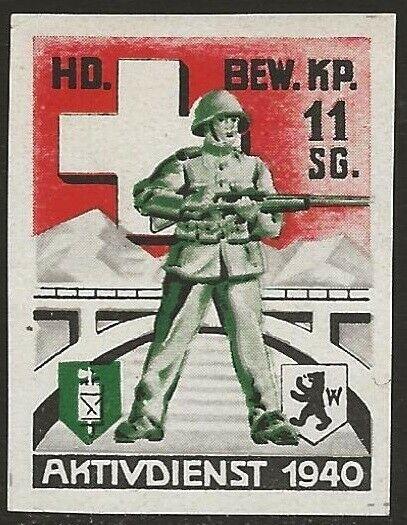 Switzerland 1939-45 WWII Feldpost Soldier GUARDING Local Vignette F/VF-NH