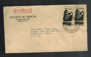 1940 Mexico Airmail cover to USA Judaica Guillermo Hinrichs