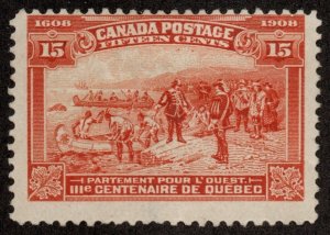 Canada Scott 102 15-Cent Quebec Unused No Gum 2021 cv $225 mint, $160 used