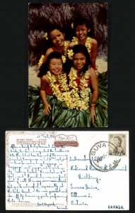 FIJI - Hawaiian Girls Postal used to Canada (1957) Post Card