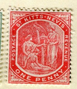 ST. KITTS; 1905 early issue fine Mint hinged 1d. value