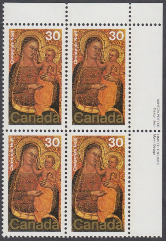 Canada - #775 Christmas Plate Block - MNH