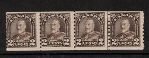 Canada #182iii Mint Fine Never Hinged Cockeyed King Line Strip Of Four