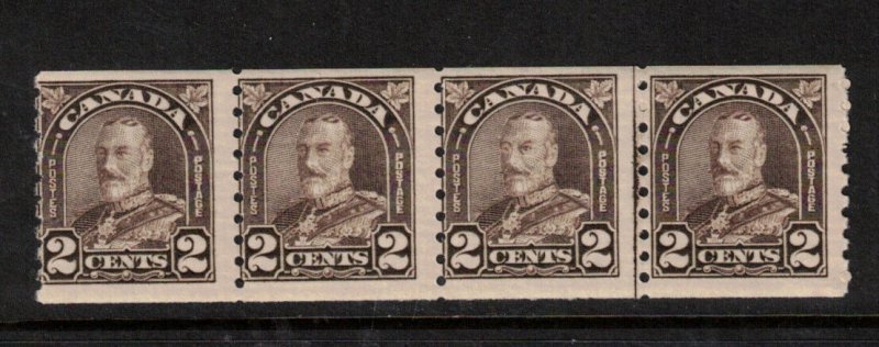 Canada #182iii Mint Fine Never Hinged Cockeyed King Line Strip Of Four